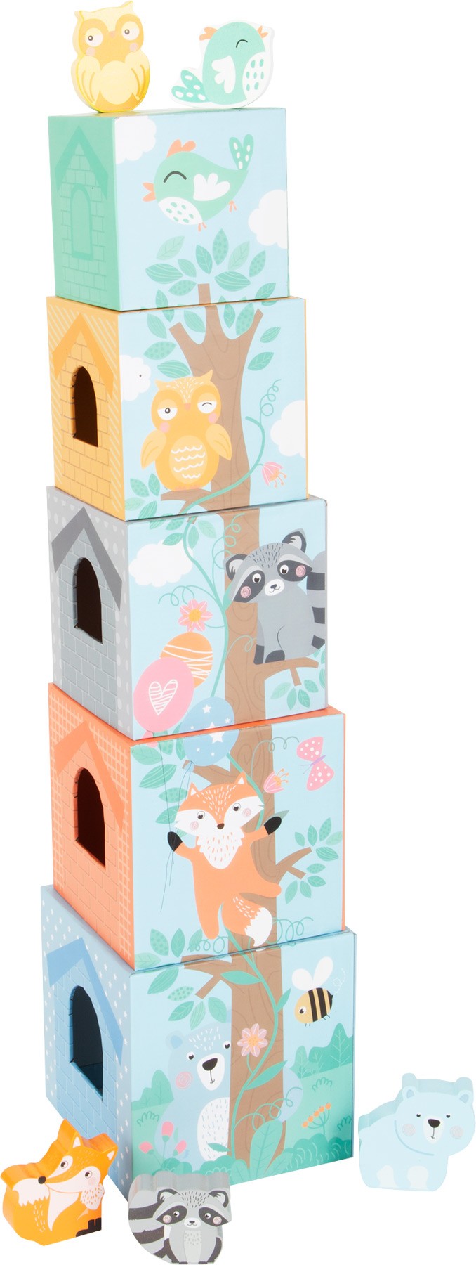 Pastel Wooden Animal Stacking Houses & Figures