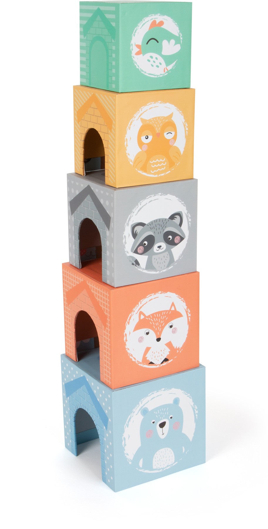 Pastel Wooden Animal Stacking Houses & Figures - Vue 5