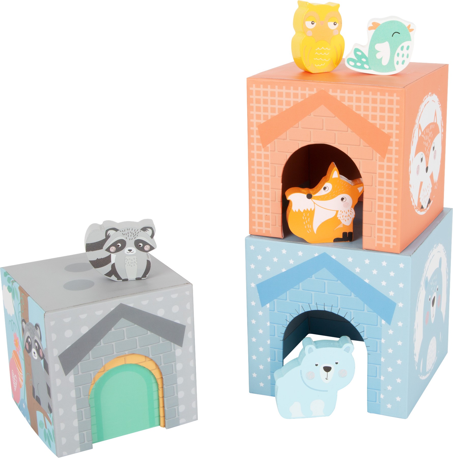 Pastel Wooden Animal Stacking Houses & Figures - Vue 3
