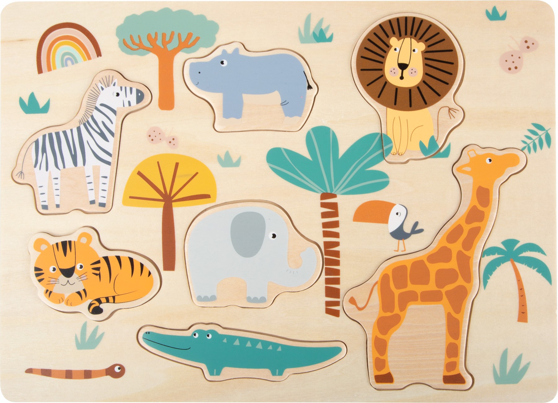 Wooden Safari Animals Inset Chunky Puzzle