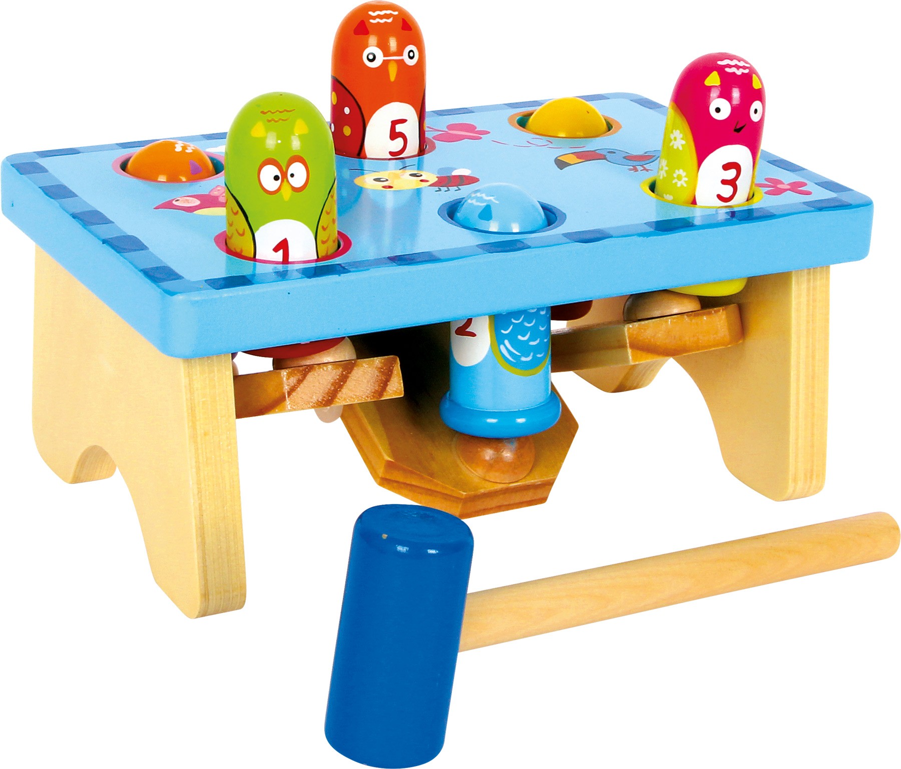 Wooden Peek-a-Boo Bird Pounding Bench Toy
