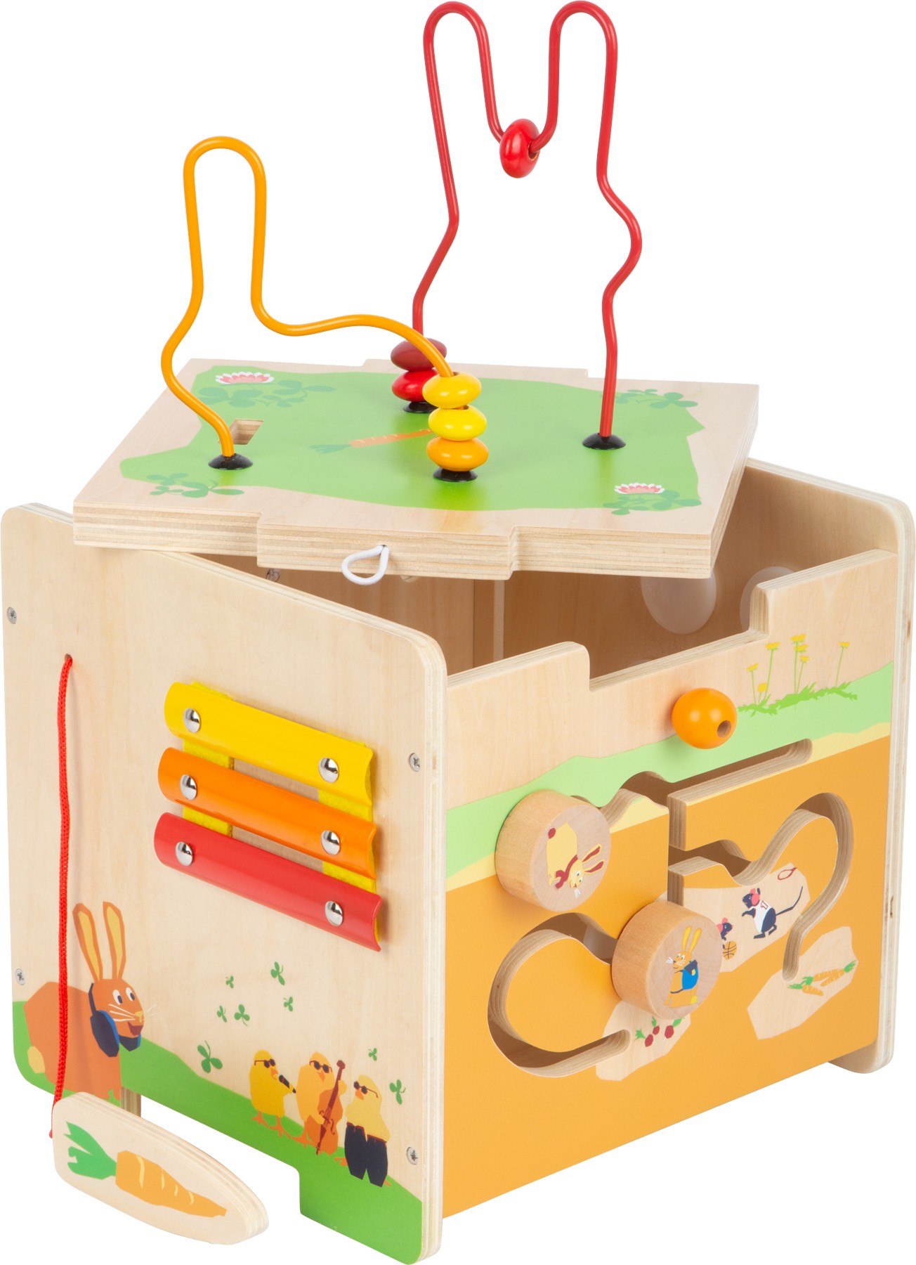 Rabbit Wooden Activity Cube & Stool - Vue 5