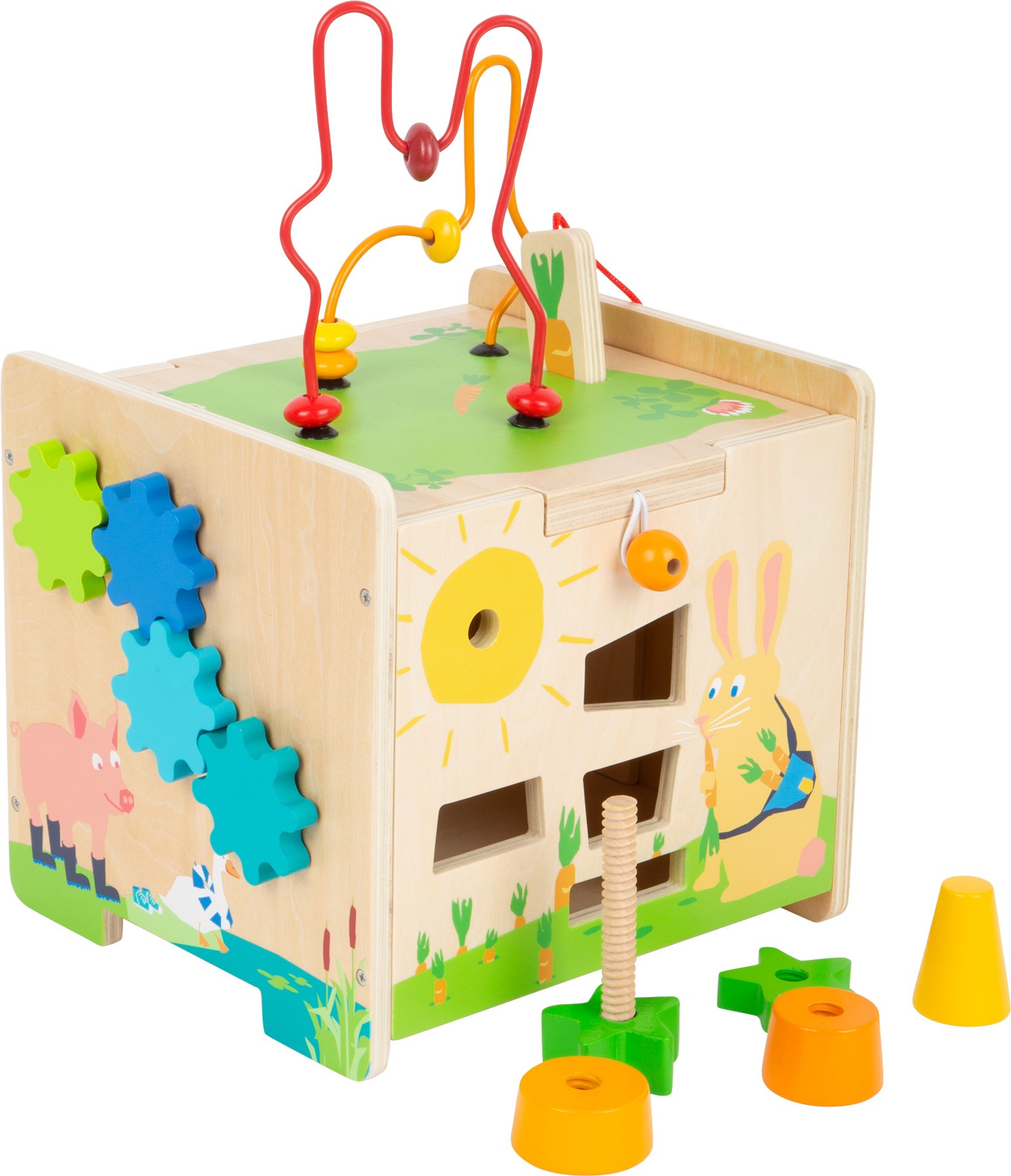 Rabbit Wooden Activity Cube & Stool - Vue 4