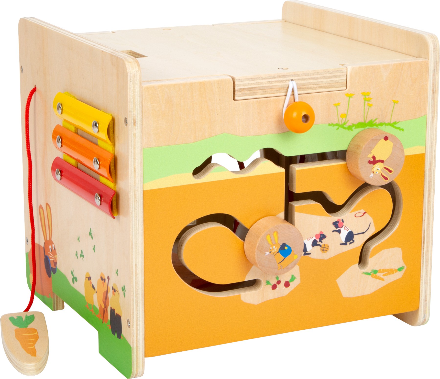 Rabbit Wooden Activity Cube & Stool - Vue 3