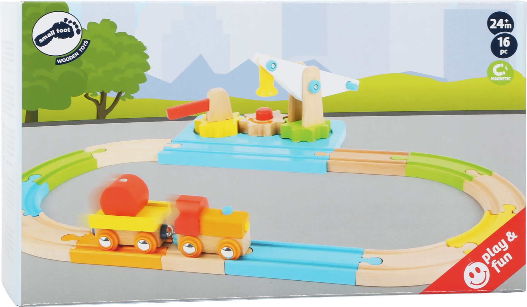 Magnetic Crane & Wooden Railway Set - Vue 6