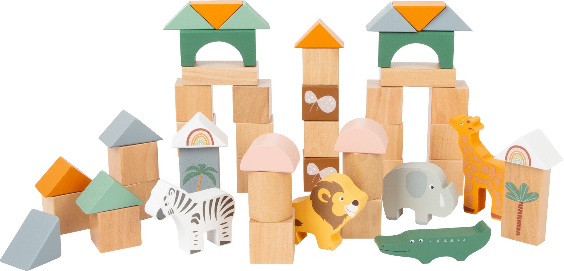 Safari Wooden Building Blocks - 50 Pieces - Vue 2