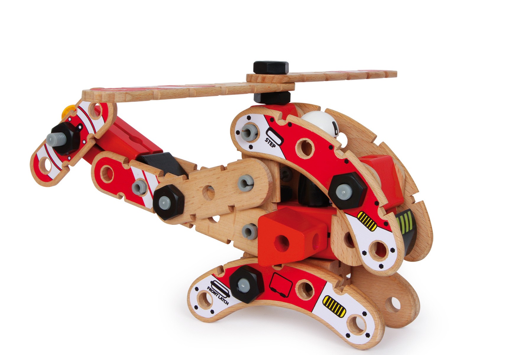 3D Wooden Helicopter Construction Kit - 74 Pieces