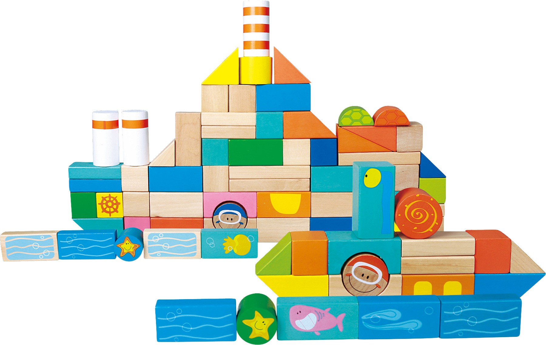 Maritime Wooden Building Blocks - 100 Pieces