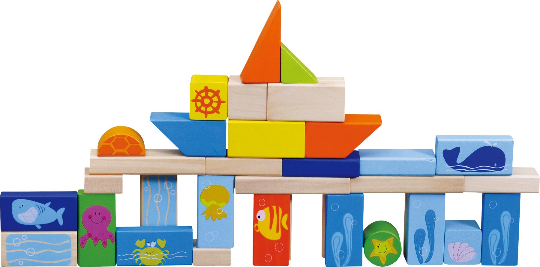 Maritime Wooden Building Blocks - 100 Pieces - Vue 4
