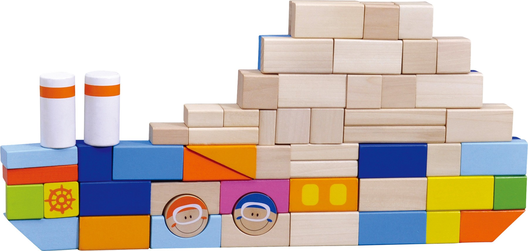 Maritime Wooden Building Blocks - 100 Pieces - Vue 2