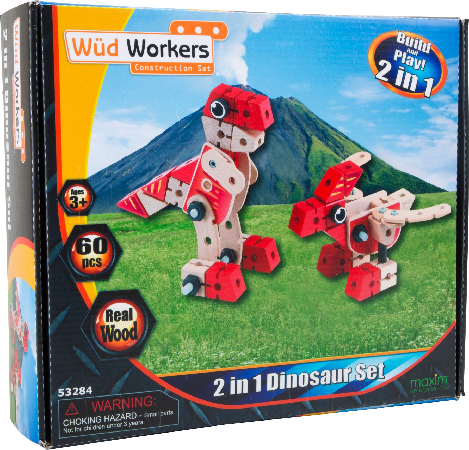 3D Wooden Dinosaur Construction Kit - 60 Pieces - Vue 2