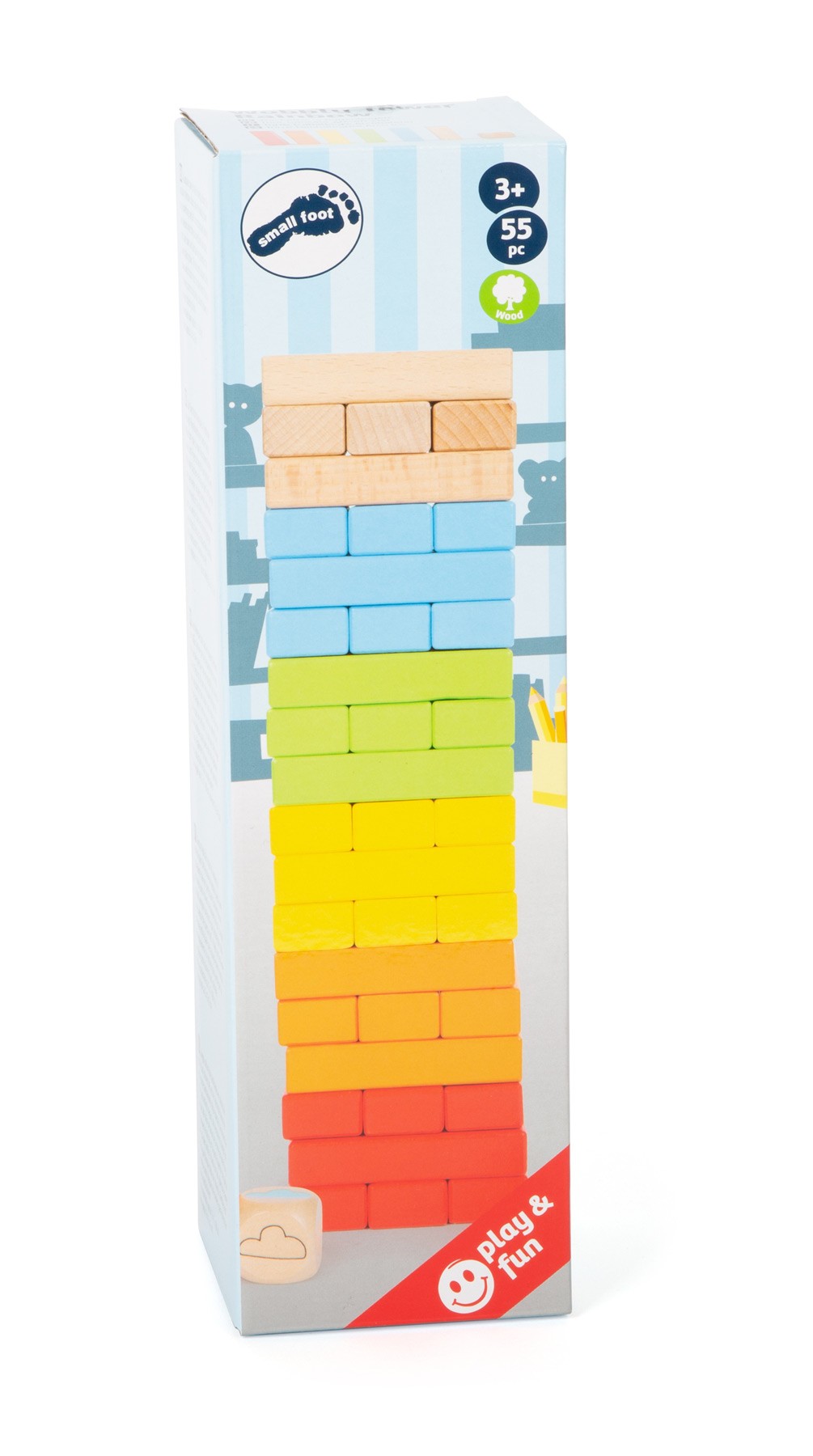 Rainbow Wooden Tumbling Tower & Balance Stacking Game - Vue 5