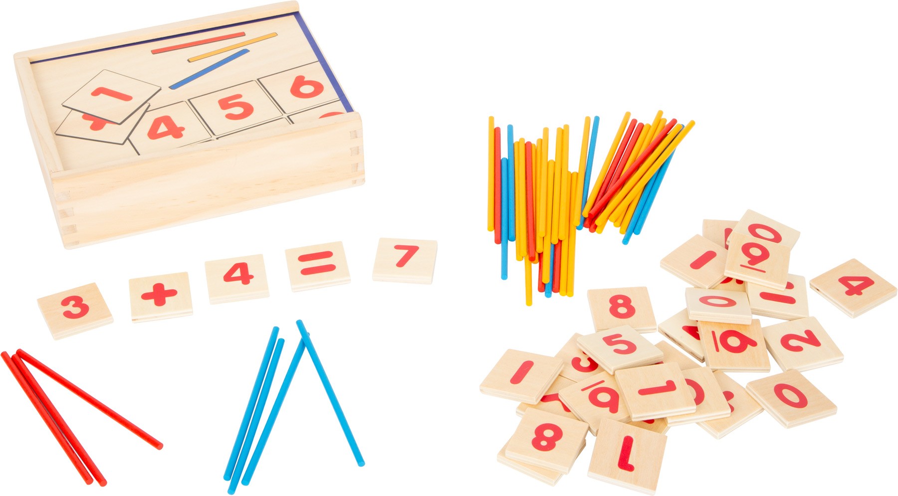 Wooden Arithmetic & Calculation Box with Counting Sticks