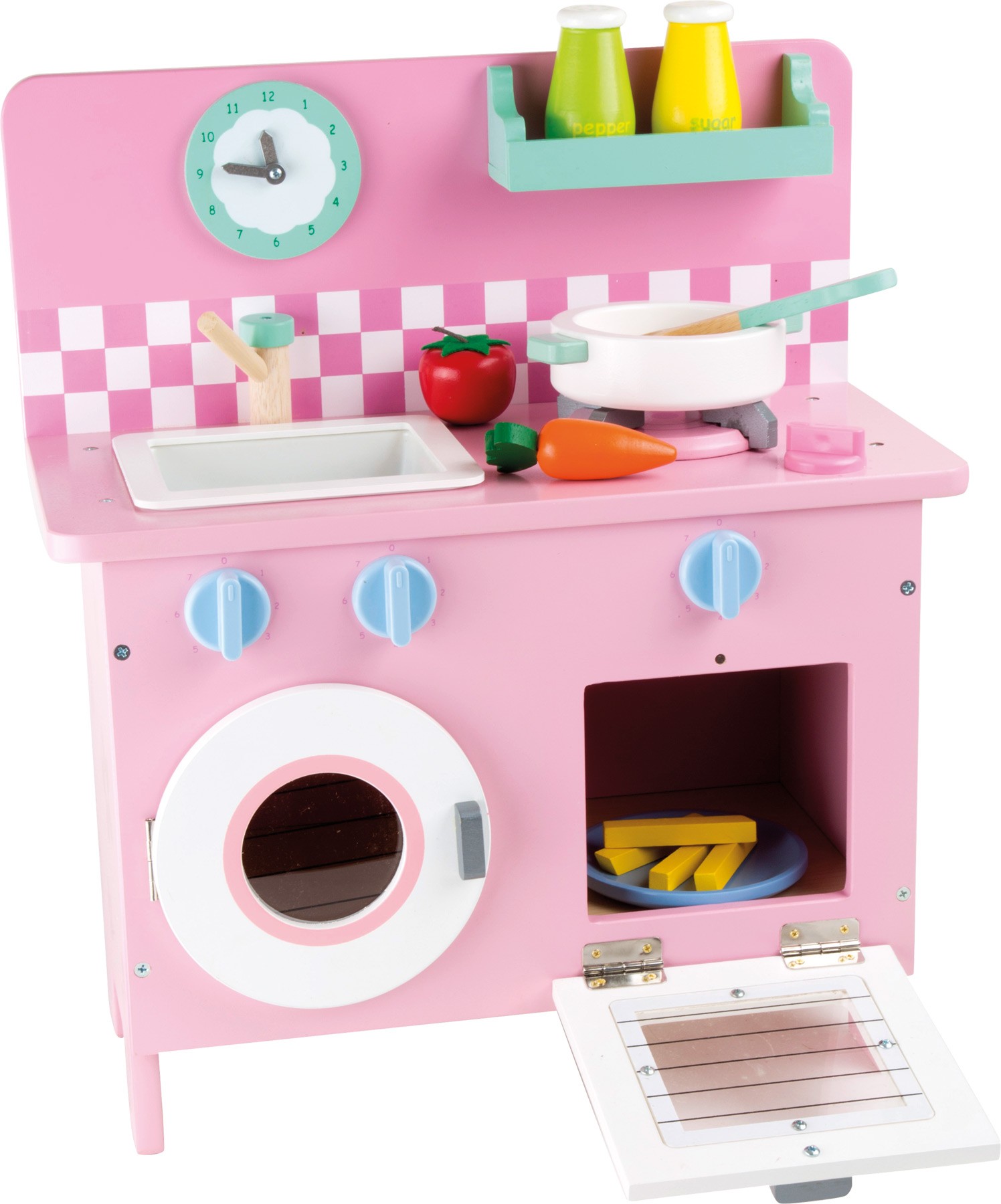 Classic Pink Wooden Play Kitchen & Accessories