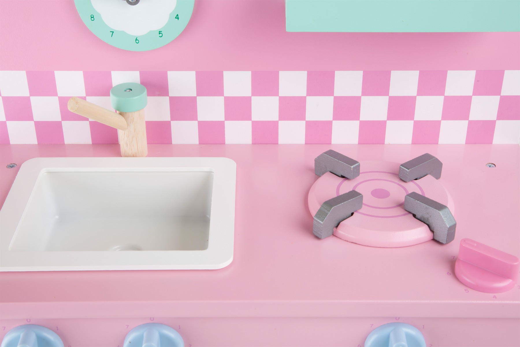 Classic Pink Wooden Play Kitchen & Accessories - Vue 4