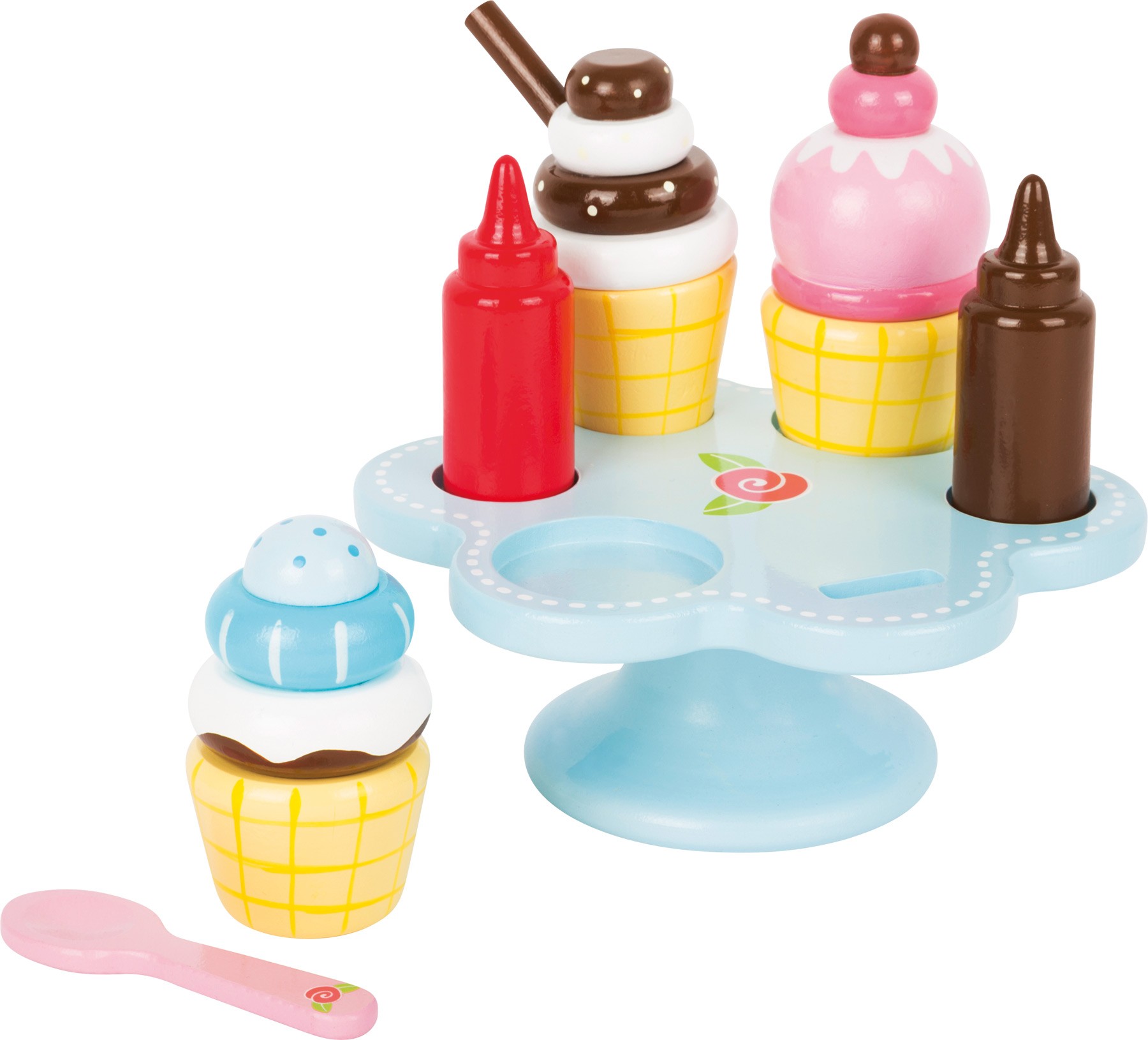Blue Wooden Ice Cream Stand & Cones Playset - Medium - Vue 3