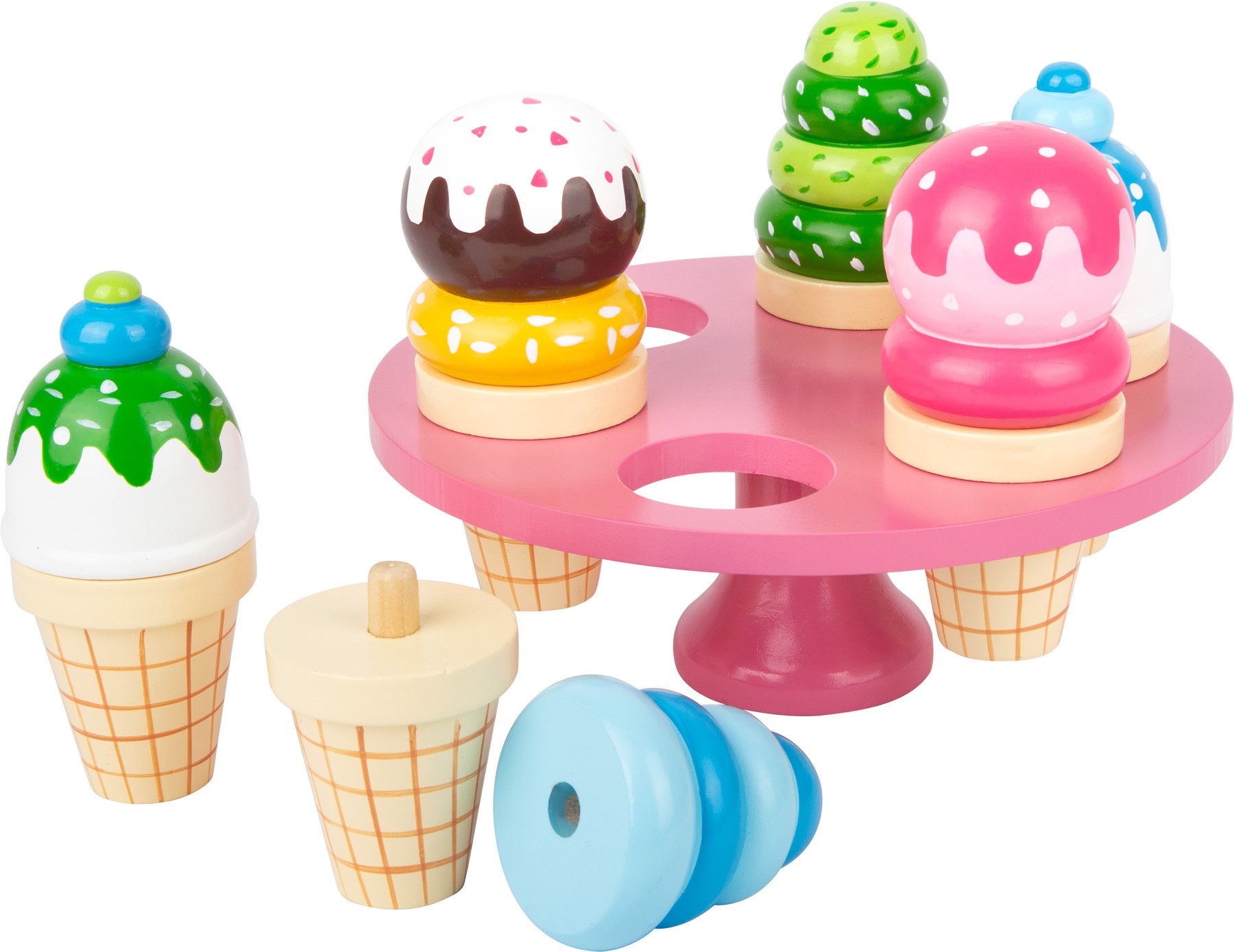 Pink Wooden Ice Cream Stand & Cones Playset - Medium - Vue 5