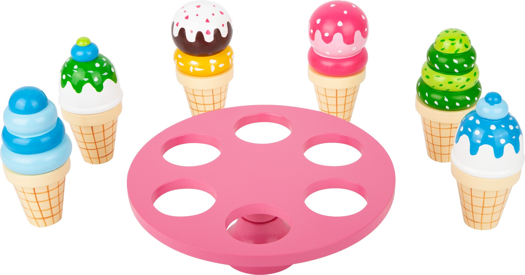 Pink Wooden Ice Cream Stand & Cones Playset - Medium - Vue 4