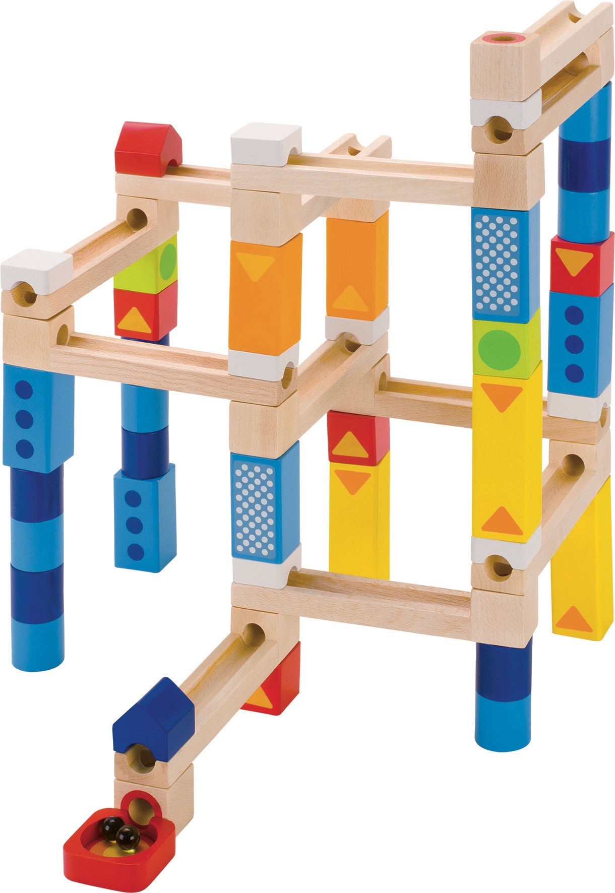 Large Wooden Marble Run & Ball Track - 55 Pieces
