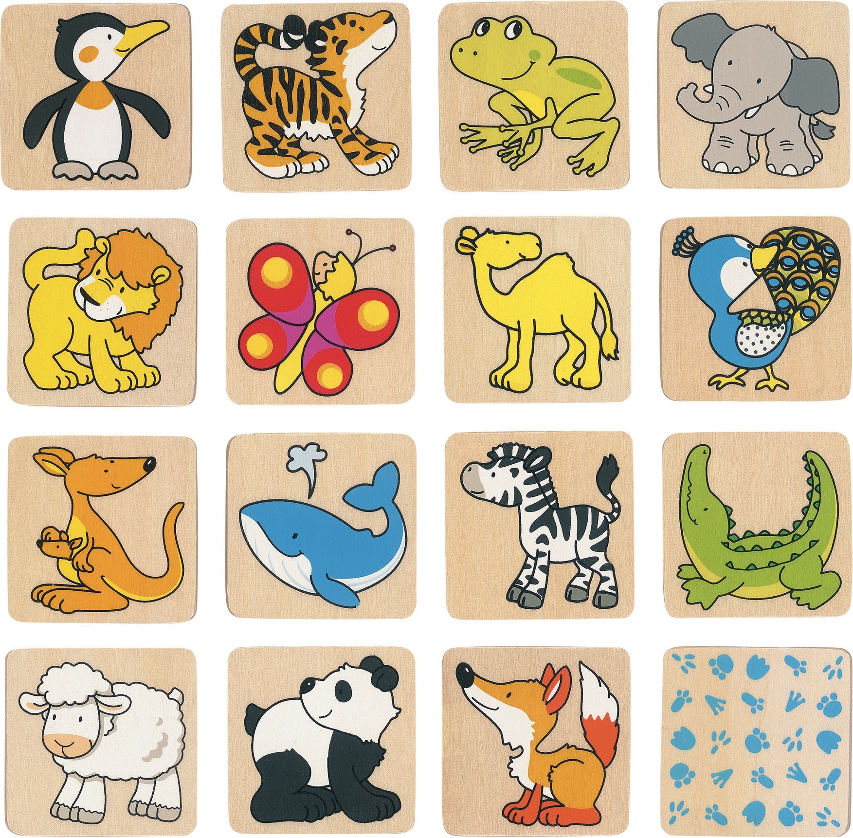 Wooden Animal Memory Matching Game