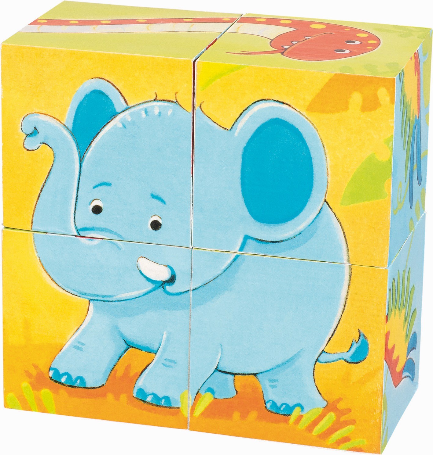 Wild Animals 4-Block Wooden Cube Puzzle