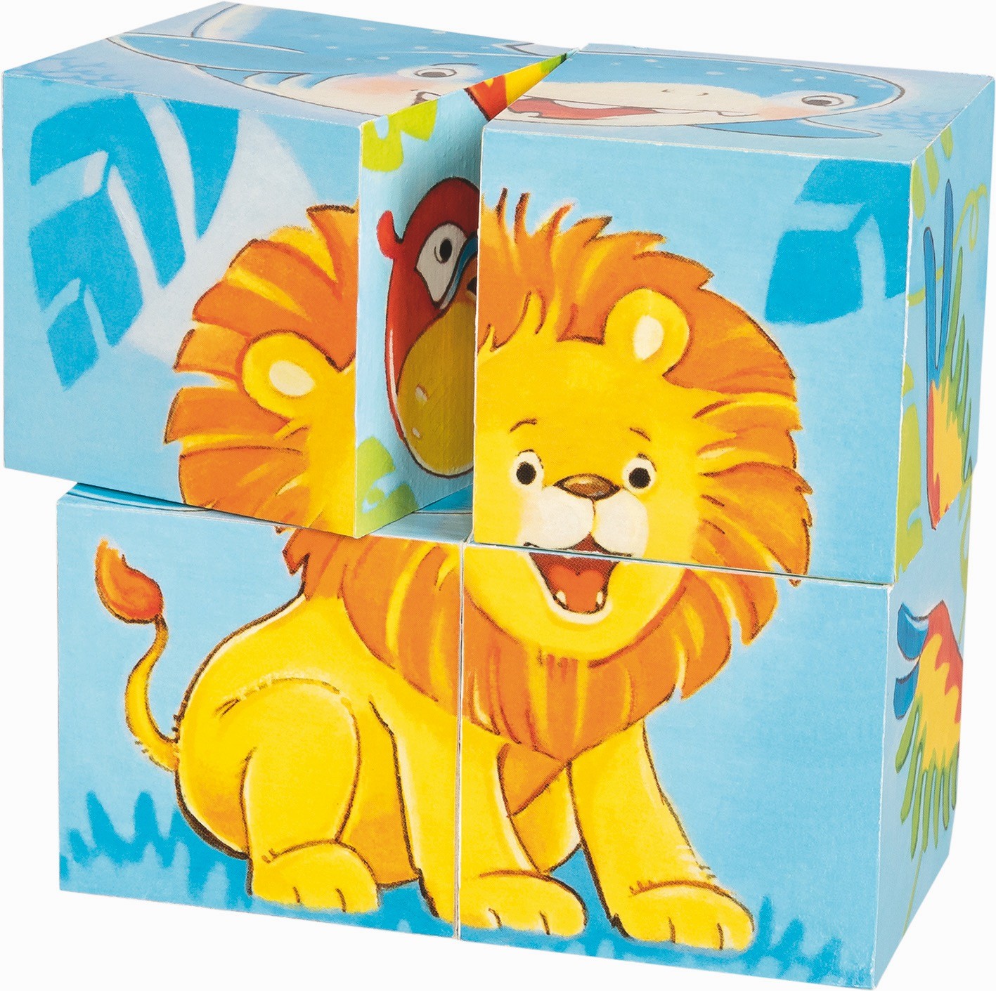 Wild Animals 4-Block Wooden Cube Puzzle - Vue 3