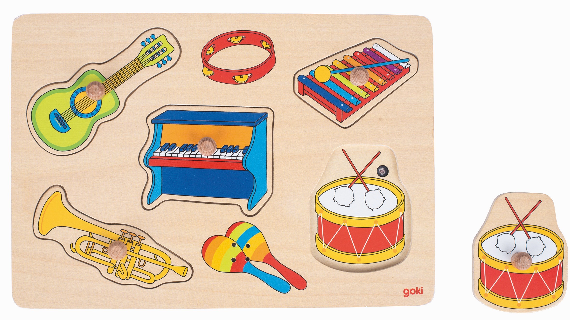 Pastel Musical Animals Wooden Sound Peg Puzzle - Vue 2