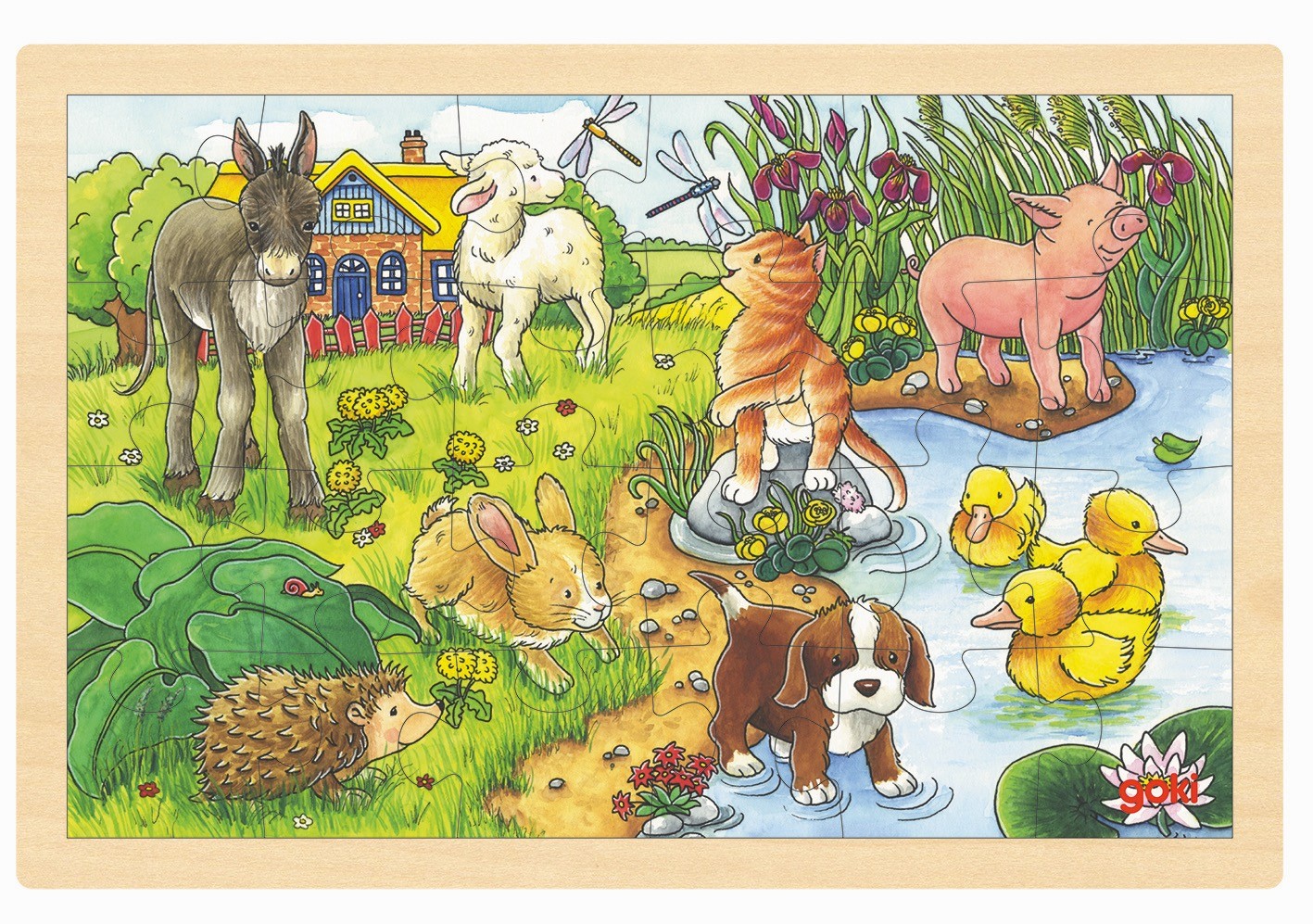 Pond Life Baby Animals 24-Piece Wooden Puzzle