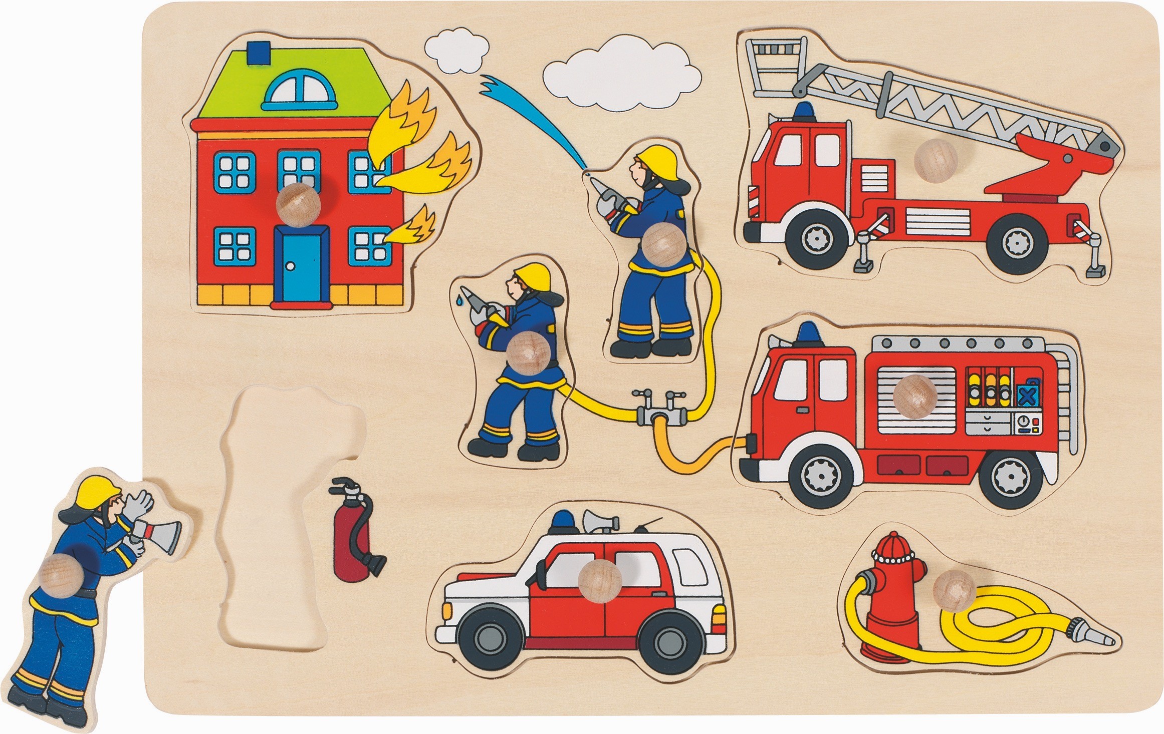 Wooden Firefighters Peg Inset Puzzle