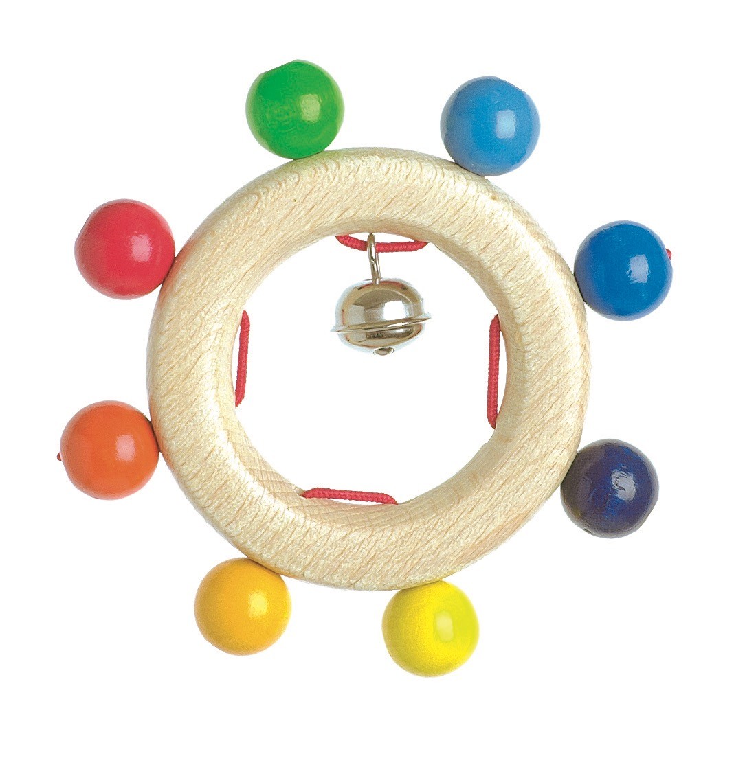 Rainbow Wooden Grasping Rattle with Bell
