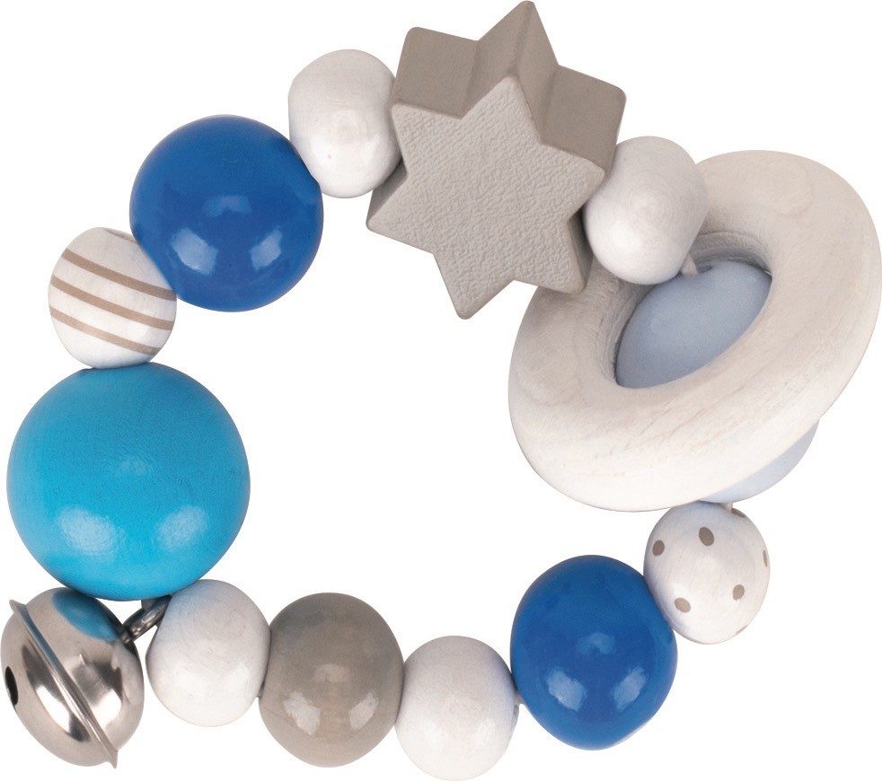 Turquoise Star Wooden & Silicone Teething Rattle - Vue 2