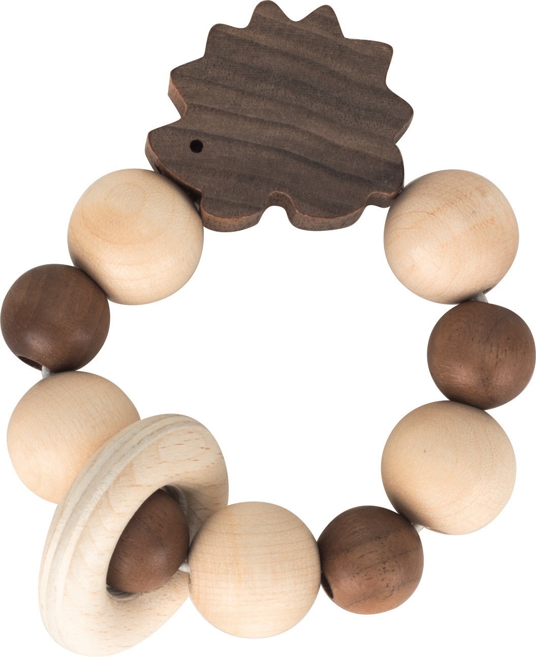 Natural Wooden Hedgehog Grasping Rattle
