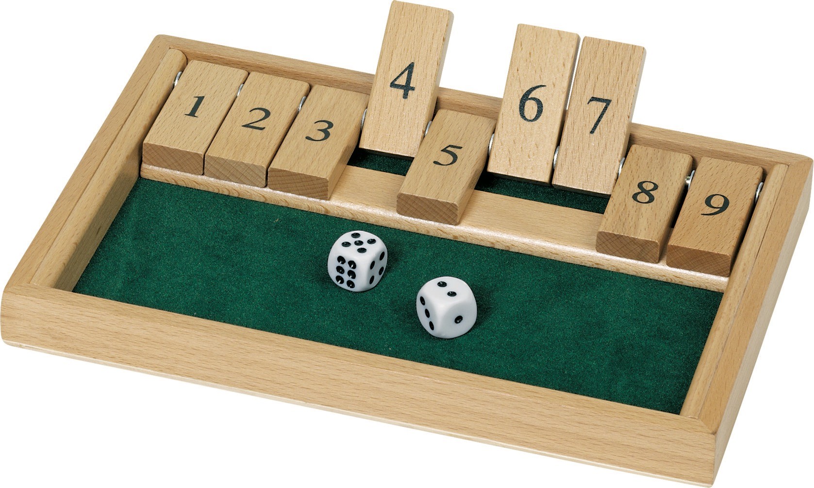 Shut the Box Traditional Wooden Dice Game