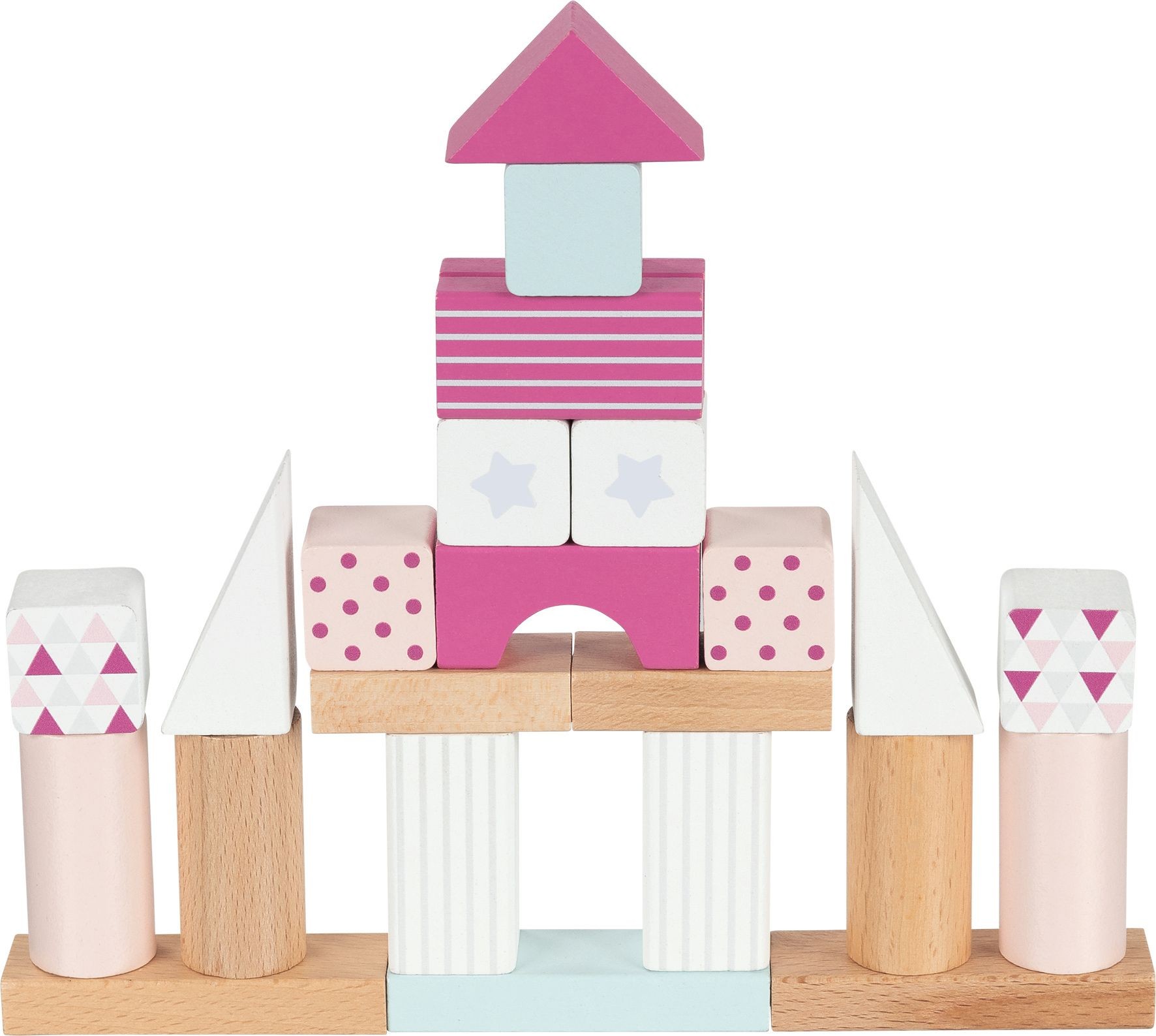 50-Piece Pastel Pink Wooden Building Blocks - Vue 2