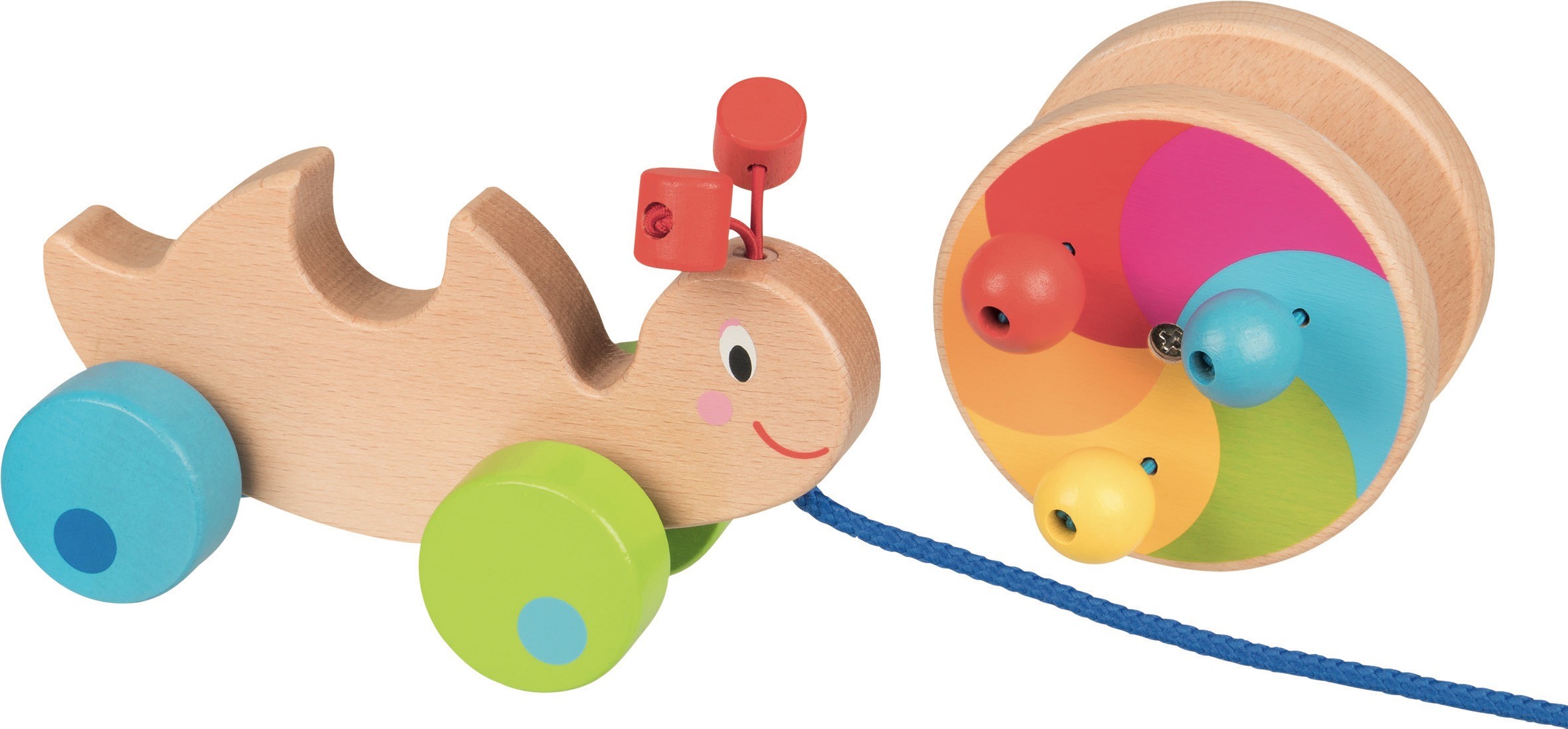 Rainbow Wooden Pull-Along Snail Toy - Vue 4