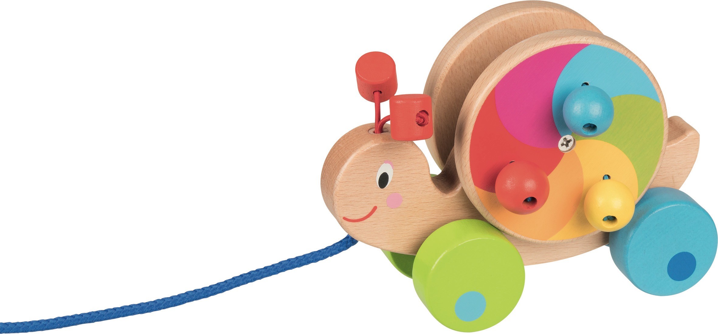 Rainbow Wooden Pull-Along Snail Toy