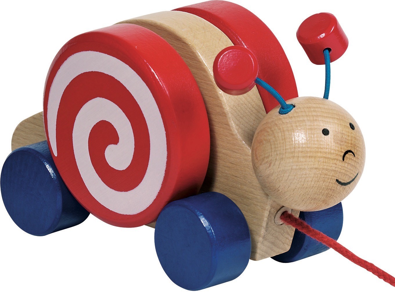 Wooden Spinning Spiral Pull-Along Snail