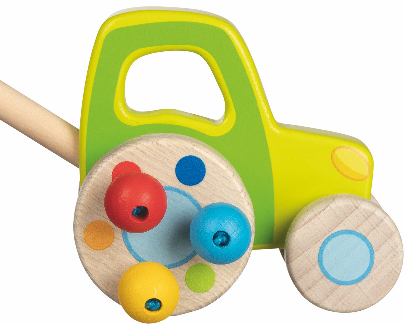 Wooden Push-Along Farm Tractor with Rattle Beads