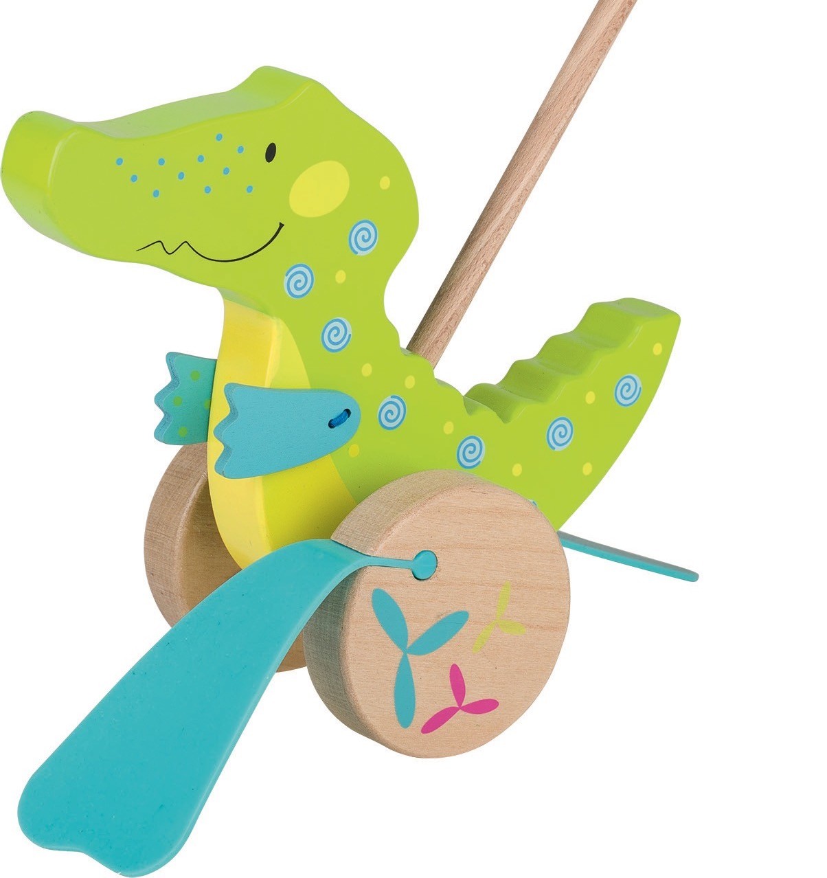 Wooden Push-Along Flapping Crocodile Toy