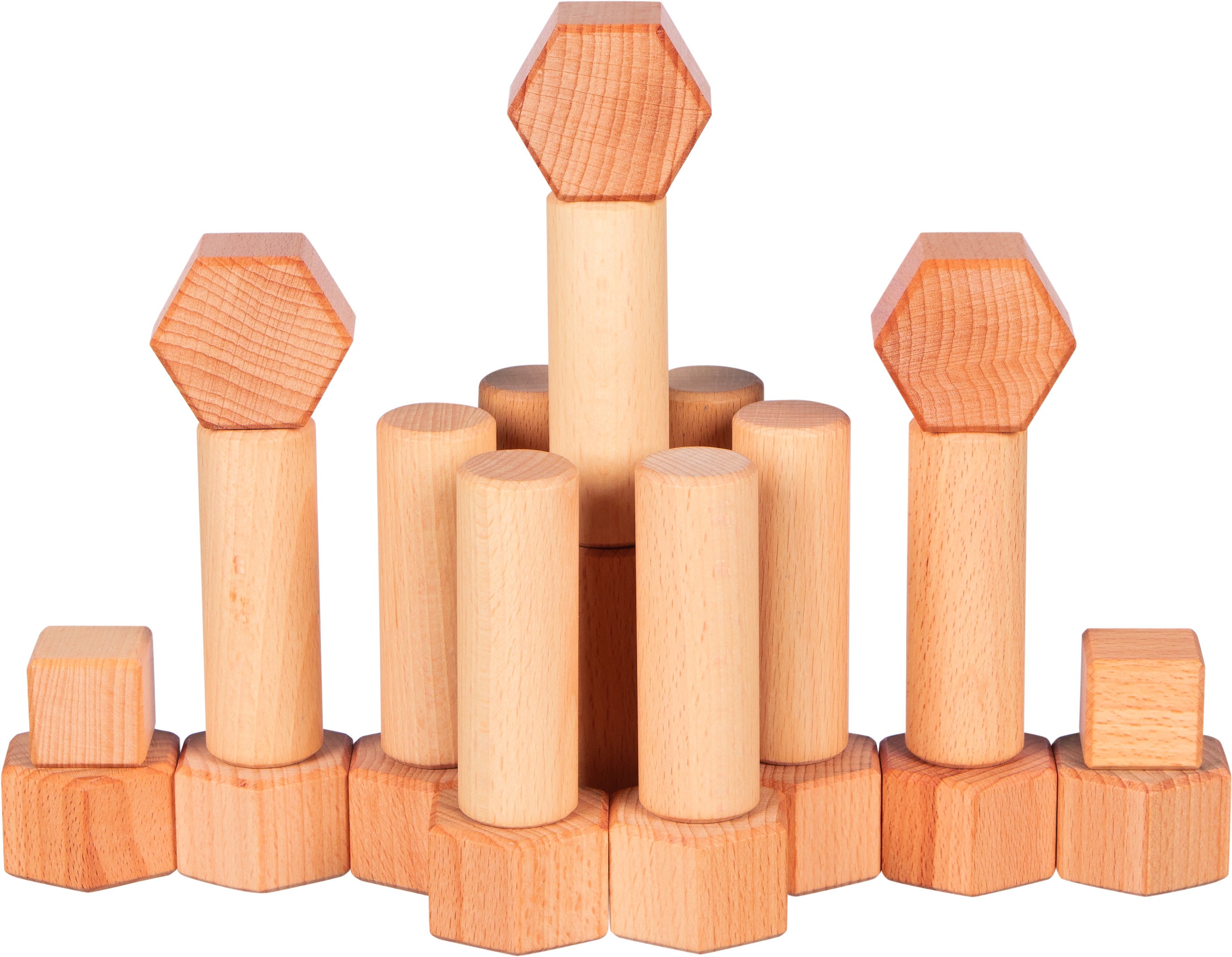 Heirloom Walnut-Oil Finished Wooden Building Blocks - 75 Pieces