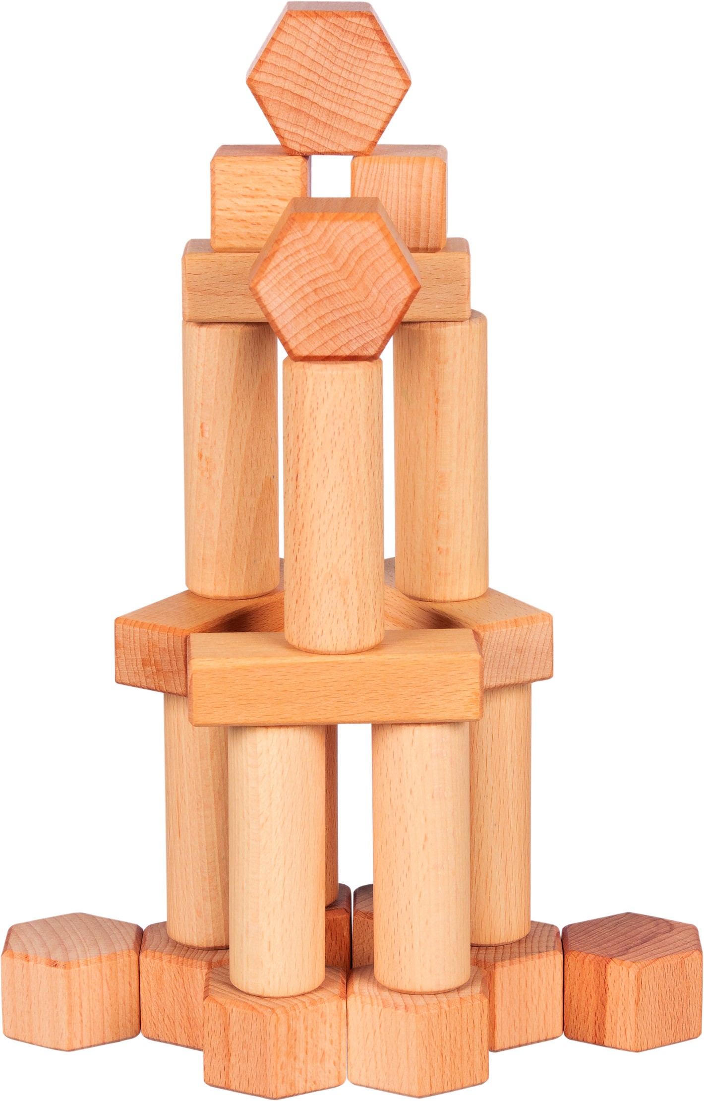 Heirloom Walnut-Oil Finished Wooden Building Blocks - 75 Pieces - Vue 5