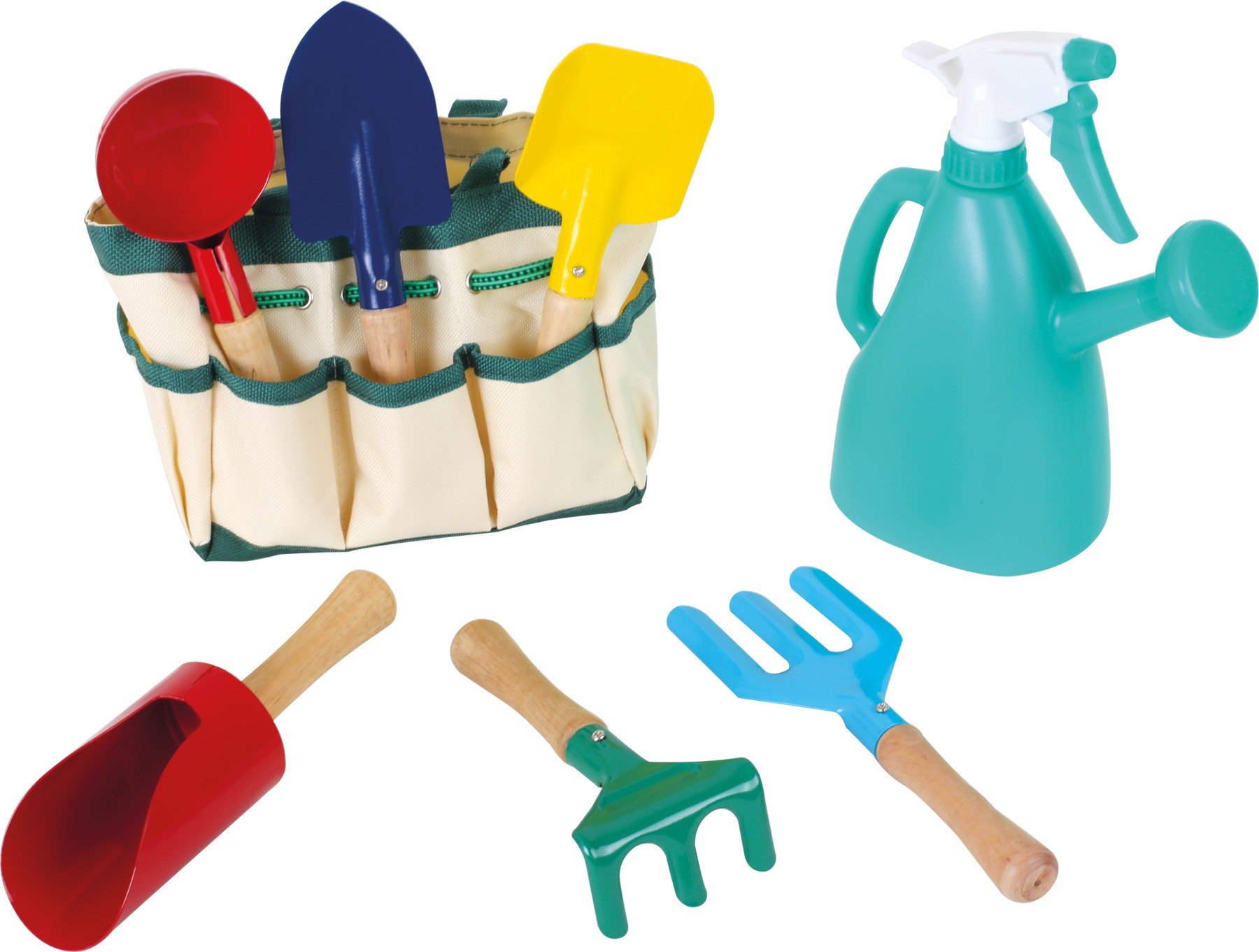 Children's Gardening Bag Set - 6 Tools & Watering Can