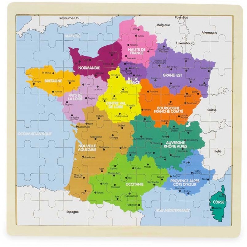 Wooden Map of France Educational Jigsaw Puzzle