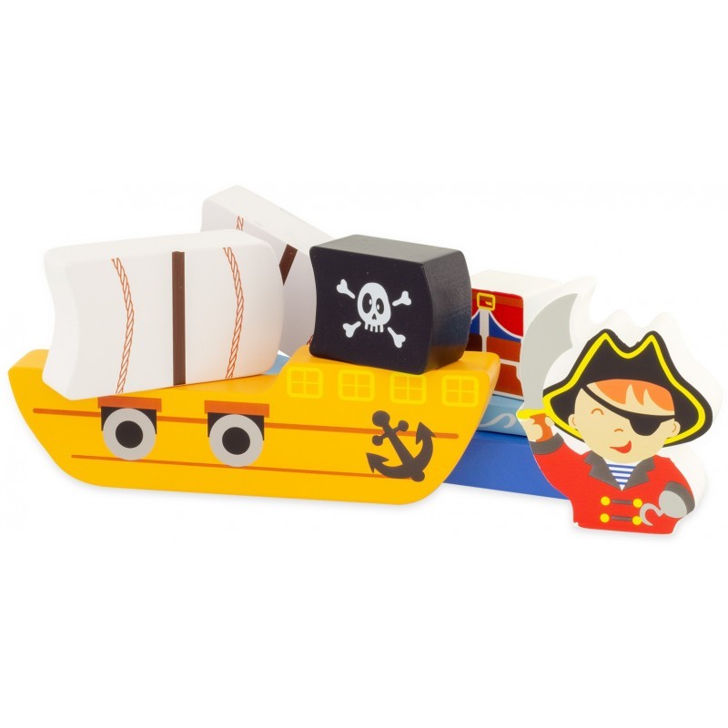 Magnetic Wooden Pirate Ship Jigsaw Puzzle - Vue 3
