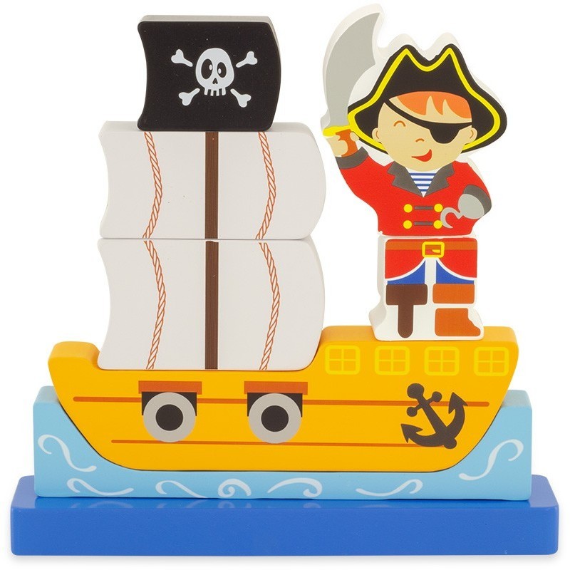 Magnetic Wooden Pirate Ship Jigsaw Puzzle - Vue 2