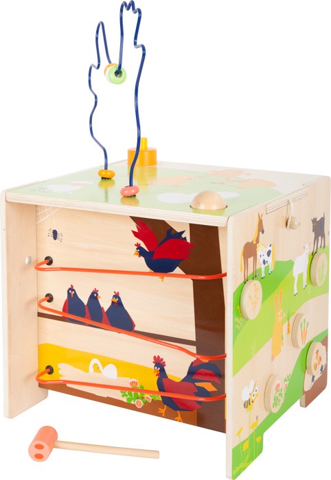 Deluxe Farm Wooden XL Activity Cube & Stool