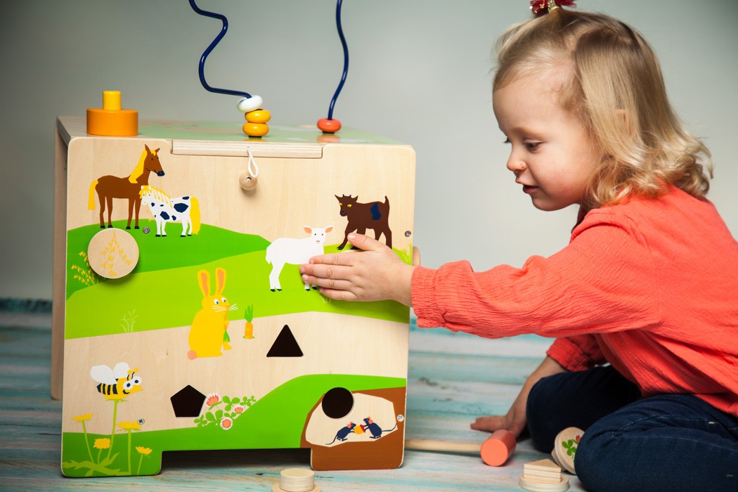 Deluxe Farm Wooden XL Activity Cube & Stool - Vue 16