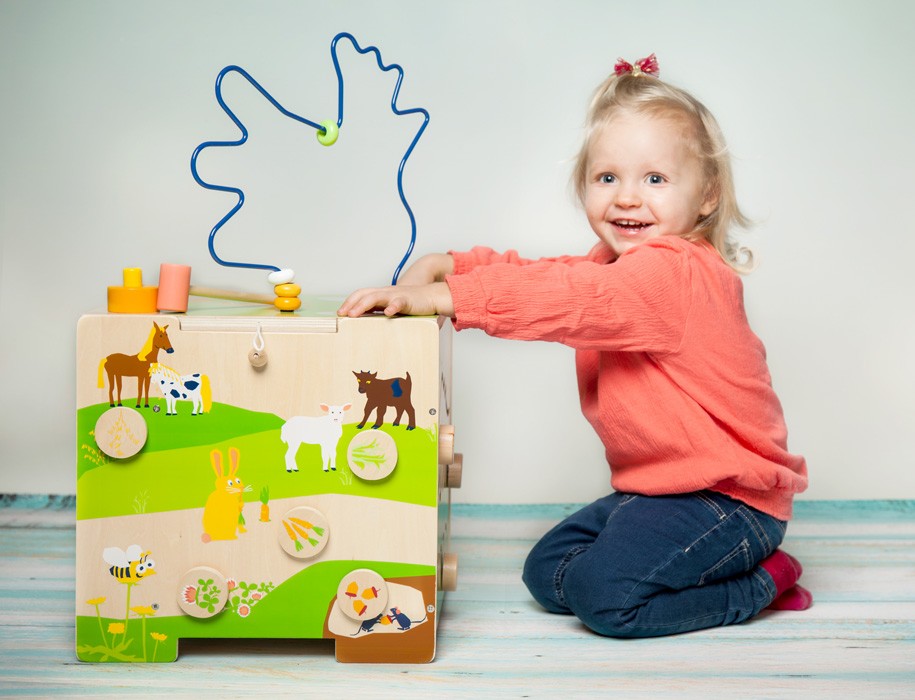 Deluxe Farm Wooden XL Activity Cube & Stool - Vue 15