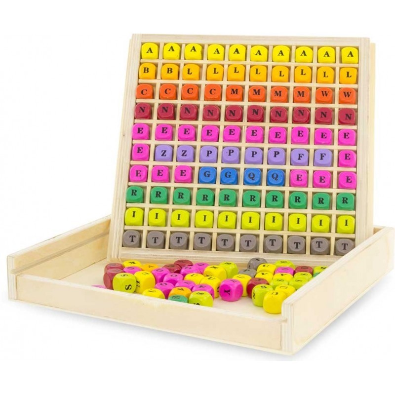 Wooden Word Building Grid & Letter Cubes - Vue 3