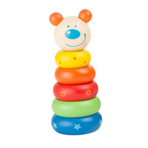 Pastel Wooden Stacking Rings & Rocking Tower - Vue 4